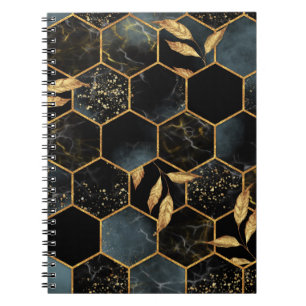 Elegant marmer & goud: Abstracte zeshoek textuur Notitieboek