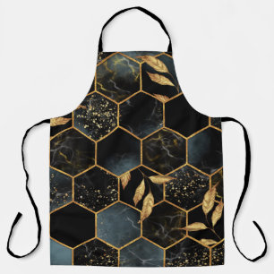 Elegant marmer & goud: Abstracte zeshoek textuur Schort