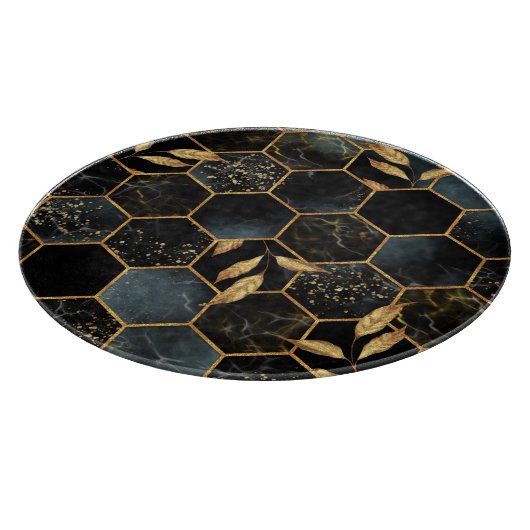 Elegant marmer & goud: Abstracte zeshoek textuur Snijplank (Hoek)