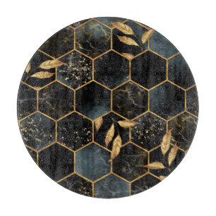 Elegant marmer & goud: Abstracte zeshoek textuur Snijplank
