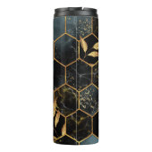 Elegant marmer & goud: Abstracte zeshoek textuur Thermosbeker (Achterkant)