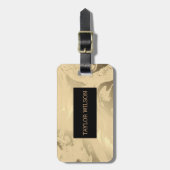 Elegant marmer goud en zwart bagagelabel (Voorkant verticaal)
