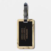 Elegant marmer goud en zwart bagagelabel (Achterkant verticaal)