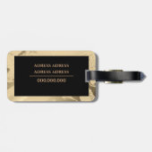 Elegant marmer goud en zwart bagagelabel (Achterkant horizontaal)
