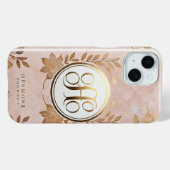 Elegant Marmer & Goud Monogram iPhone 15 Hoesje (Achterkant (horizontaal))