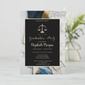 Elegant Marmer Goud Recht School Afstudeerfeest Kaart (Staand voorkant)