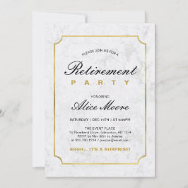 Elegant Marmer & Goud | Verrassingsafscheidingsfee Kaart