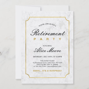 Elegant Marmer & Goud   Verrassingsafscheidingsfee Kaart
