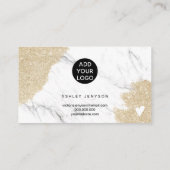 Elegant marmer goudglitter logo bedankt visitekaartje (Achterkant)
