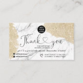 Elegant marmer goudglitter logo bedankt visitekaartje (Voorkant)