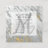 Elegant Marmer Grijs Goud Monogram Haar Stylist Vierkante Visitekaartje (Achterkant)