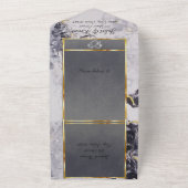 Elegant marmer, grijs met goudbladeren Lijst All In One Uitnodiging (Buitenkant)