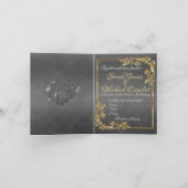 Elegant marmer, grijs met gouden bladeren lijst  aankondiging (Binnen)