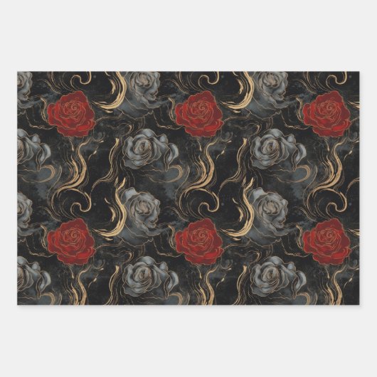 Elegant Marmer in Grijs Rood en Goud Decoupage Inpakpapier Vel (Voorkant 3)