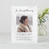 Elegant Marmer Memorial Invitation met foto Kaart (Staand voorkant)