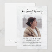 Elegant Marmer Memorial Invitation met foto Kaart (Voorkant / Achterkant)