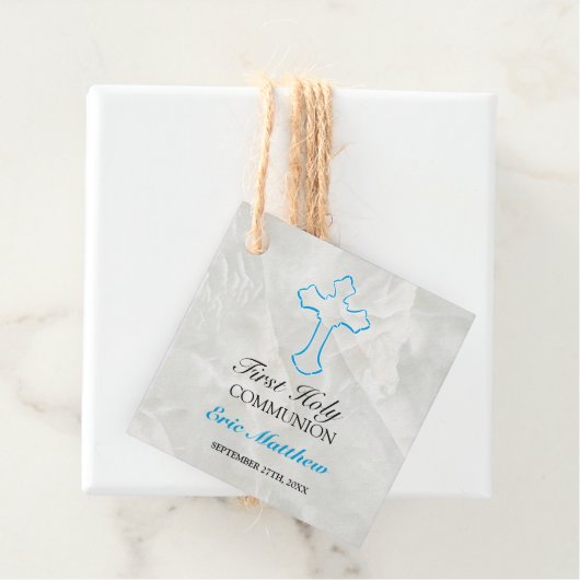 Elegant marmer met Blue Cross First Community Bedankjes Labels (In situ)