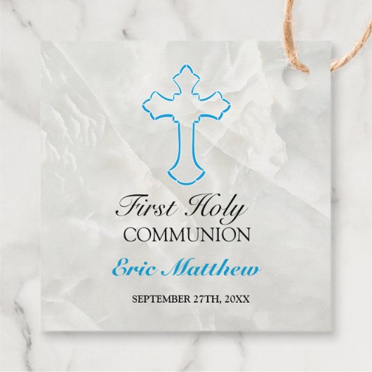 Elegant marmer met Blue Cross First Community Bedankjes Labels (Achterkant)