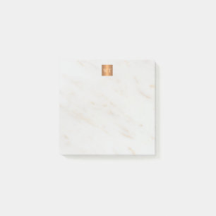 Elegant marmer metallic koper vierkant monogram post-it® notes