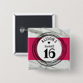 Elegant marmer, moderne trendy tiener meisje pin vierkante button 5,1 cm (Voorkant /achterkant)
