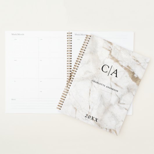 Elegant, marmer monogram uitnodiging planner (Display)