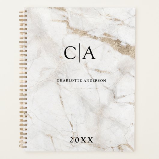Elegant, marmer monogram uitnodiging planner (Voorkant)