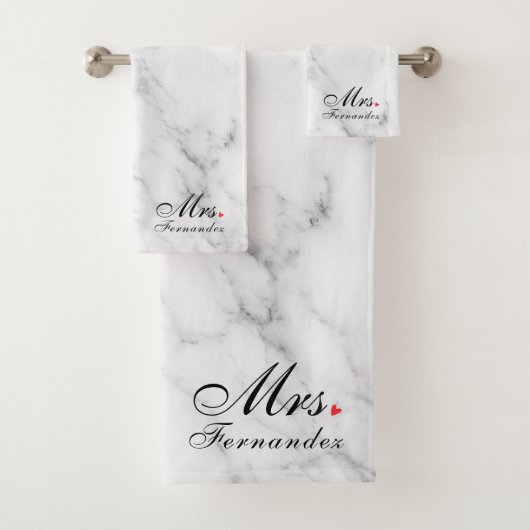 Elegant Marmer Mrs Vrijgezellenfeest Gift Bad Handdoek (Insitu)