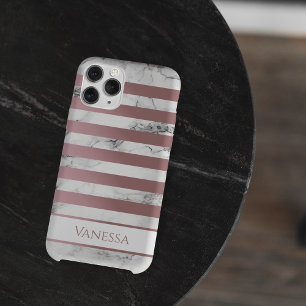 Elegant marmer Roos Gold Stripes met naam Case-Mate iPhone Case