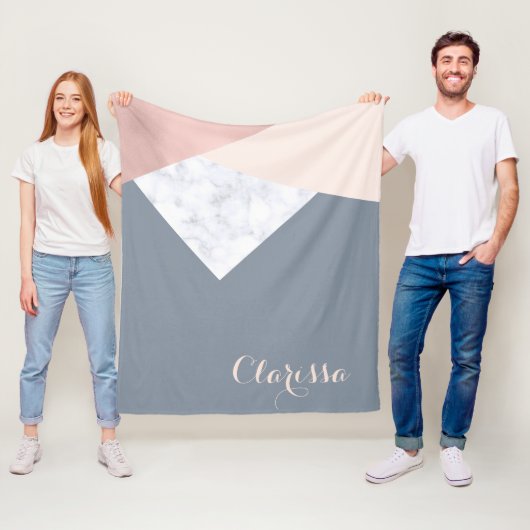 elegant marmer roos goud grijs beige geometrische fleece deken (In situ)