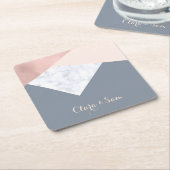 elegant marmer roos goud grijs beige geometrische kartonnen onderzetters (Schuin)