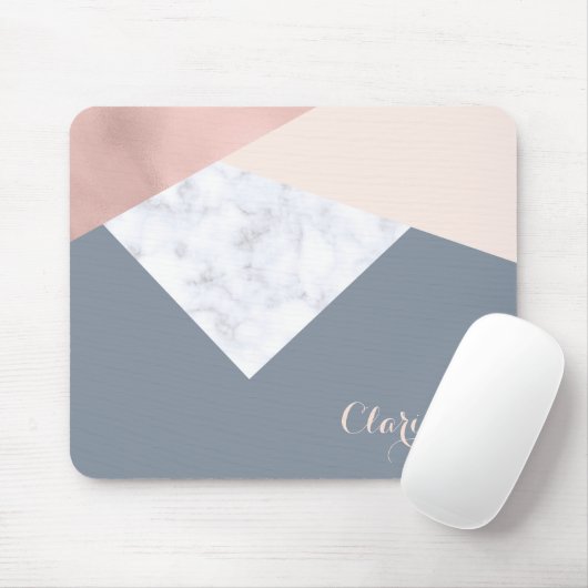 elegant marmer roos goud grijs beige geometrische muismat (Met muis)