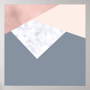 elegant marmer roos goud grijs beige geometrische poster