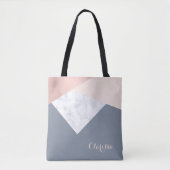 elegant marmer roos goud grijs beige geometrische tote bag (Voorkant)