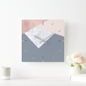 elegant marmer roos goud grijs beige geometrische vierkante klok (Huis)