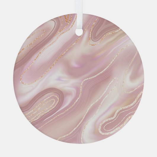 Elegant marmer: roos gouden textuur glas ornament (Achterkant)