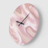 Elegant marmer: roos gouden textuur grote klok (Hoek)