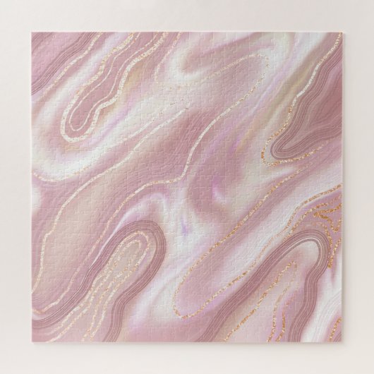 Elegant marmer: roos gouden textuur legpuzzel (Horizontaal)