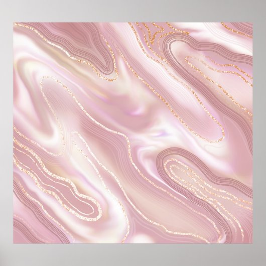 Elegant marmer: roos gouden textuur poster (Voorkant)