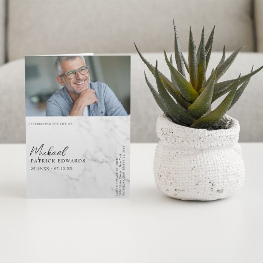 Elegant Marmer | Rouwherdenkingsprogramma met Foto Flyer