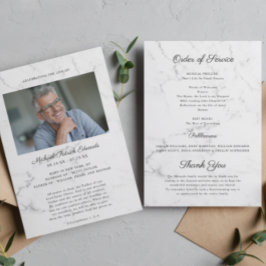 Elegant Marmer | Rouwherdenkingsprogramma met Foto Kaart
