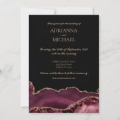 Elegant Marmer Roze Agaat bruiloft uitnodiging (Voorkant)