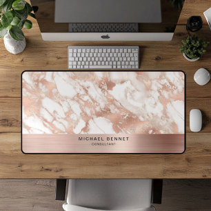 Elegant Marmer Roze Gouden Metallic Zakelijk Bureaumat