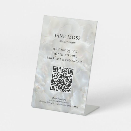 Elegant, Marmer, Salon, QR-code Reclamebord Met Voetstuk (Voorkant)