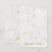 Elegant marmer Sjabloon Monogram naam Gold Text (Voorkant / Achterkant)
