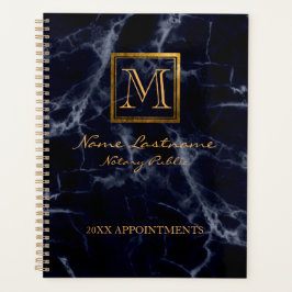 Elegant marmer Square Gold monogram Notaris Planner