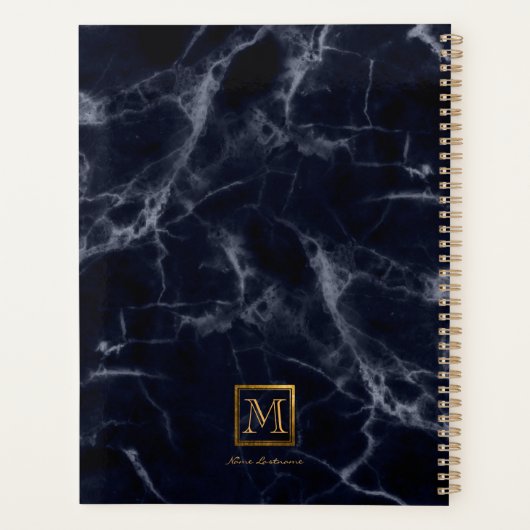 Elegant marmer Square Gold monogram Notaris Planner (Achterkant)
