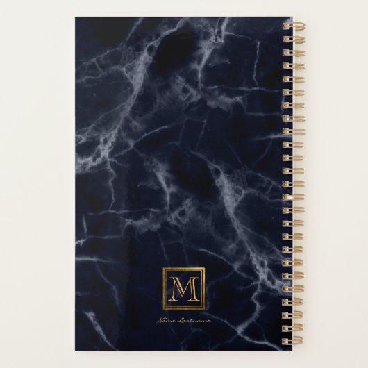 Elegant marmer Square Gold monogram Notaris Planner (Achterkant)