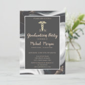 Elegant marmer Stone , verpleegkundige Graduparty Kaart (Staand voorkant)