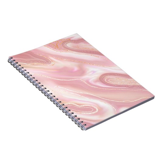 Elegant marmer textuur. Roos goudvloeistof glanzen Notitieboek (Rechterzijde)