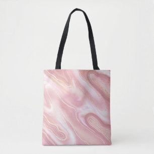 Elegant marmer textuur. Roos goudvloeistof glanzen Tote Bag